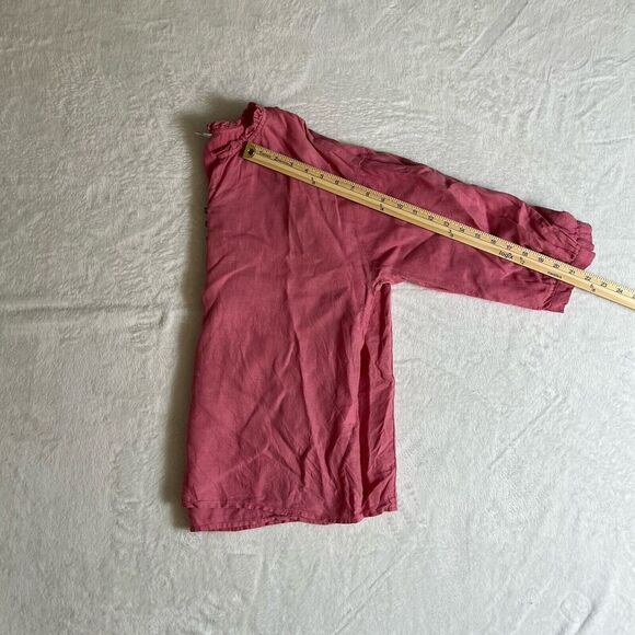 J. Jill Women’s Linen Blouse Size S Pink Ruffles Barbie Beachy Boho Breathable - Picture 7 of 9
